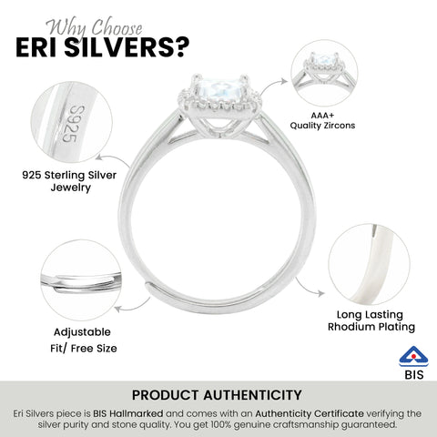 925 Sterling Silver Cushion Cut  Diamond Ring for Women