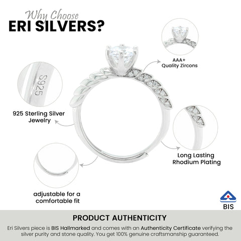 Sterling Silver Round Solitaire Diamond Ring for Women