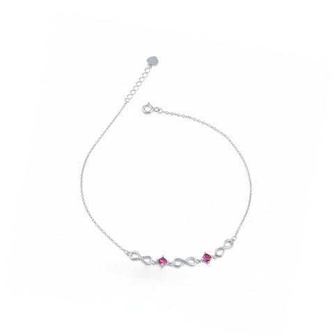 925 Sterling Silver Symbol of Eternal Love Infinity Charm Anklet for Women