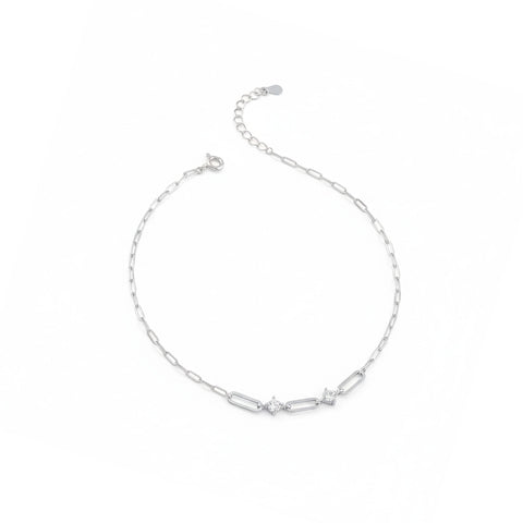 Silver Chain  with Zircon Stones Anklet for Women