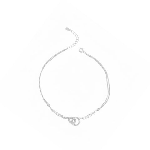 Silver Interlocking Circle Anklet For Women
