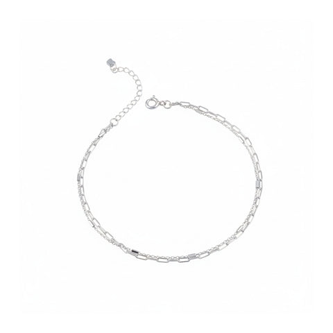 Silver Dual Layer Chain Anklet for Women
