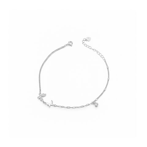 925 Sterling Silver Dual Butterfly Anklet for Women