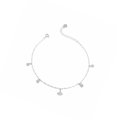 925 Sterling Silver Minimal Charm Anklet for Women