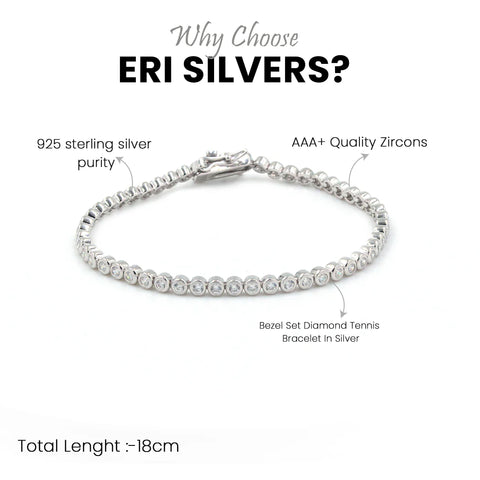 Bezel Set Diamond Tennis Bracelet In Silver