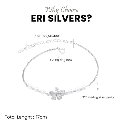 Pearl & Bow 92.5 Sterling Silver Bracelet For Women