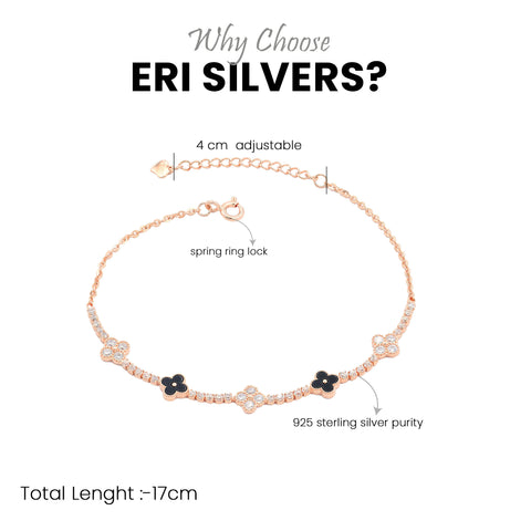 Rose Gold Clover Charm Diamond Bracelet for Women