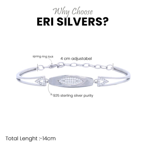 925 Silver  Ladies Kada Adjustable Bracelet