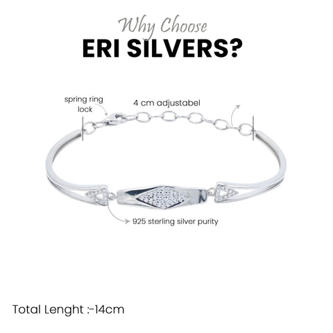 925 Silver  Rhombus Shape Adjustable Bracelet