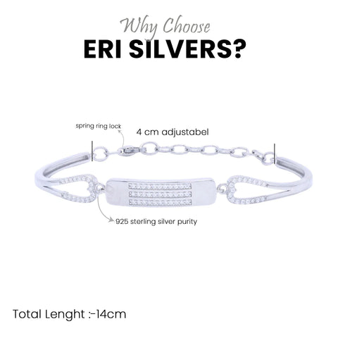 925 Silver Luxurious Kada  Adjustable Bracelet