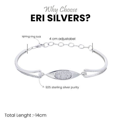 Silver Oval Shape  Kada Adjustable Bracelet