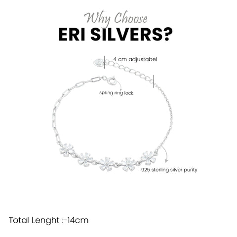 Silver Flower  Layer  Bracelet For Women