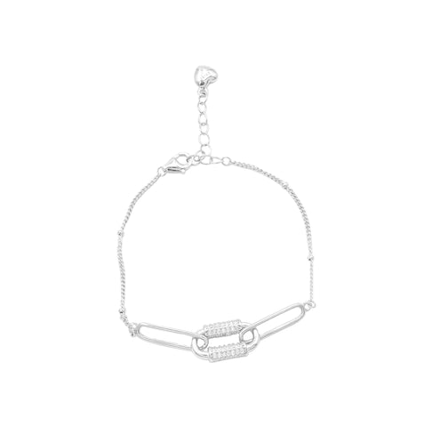 925 Sterling Silver Interlock Chain Bracelet for Women