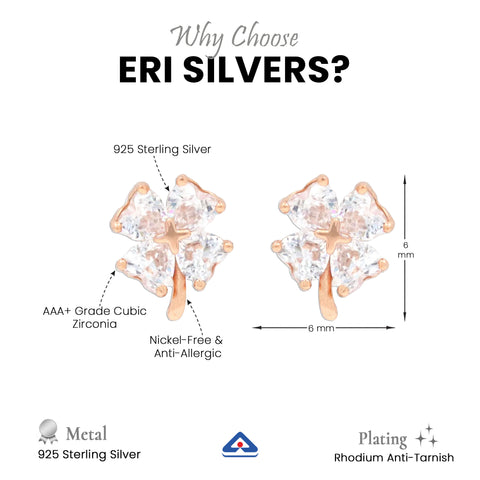 925 Sterling Silver Flower CZ Stud Earrings for Women