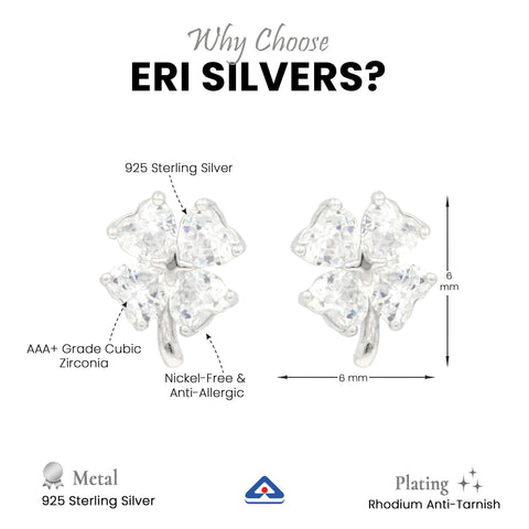 925 Sterling Silver Flower CZ Stud Earrings for Women