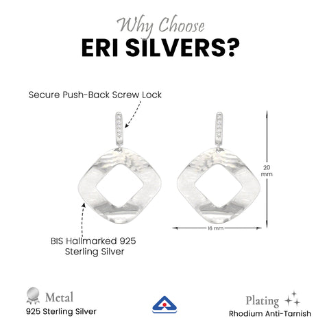 925 Sterling Silver Geometric Hollow Drop Earrings for Women