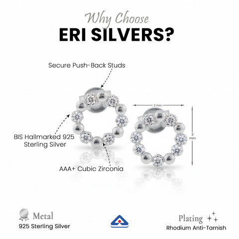 925 Sterling Silver Circle Stud Earrings for Women