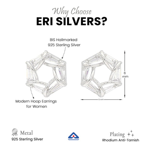 925 Sterling Silver Modern Hoop Earrings for Women