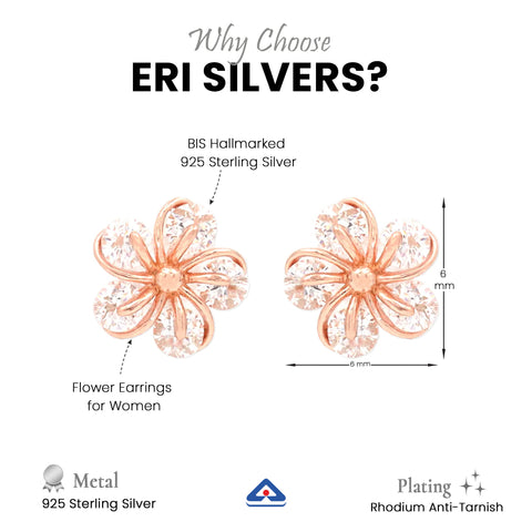 925 Sterling Silver Modern Flower Earrings for Women