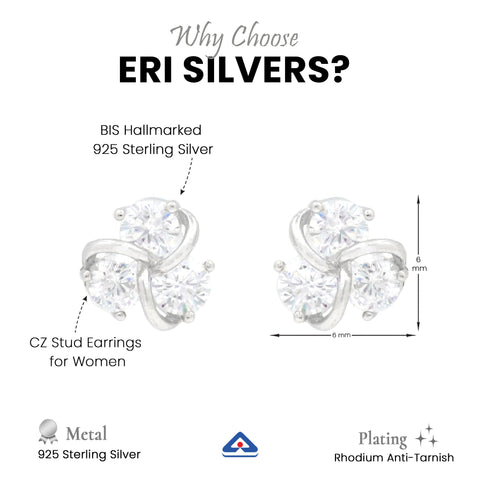 Elegant 925 Silver CZ Stud Earrings for Women