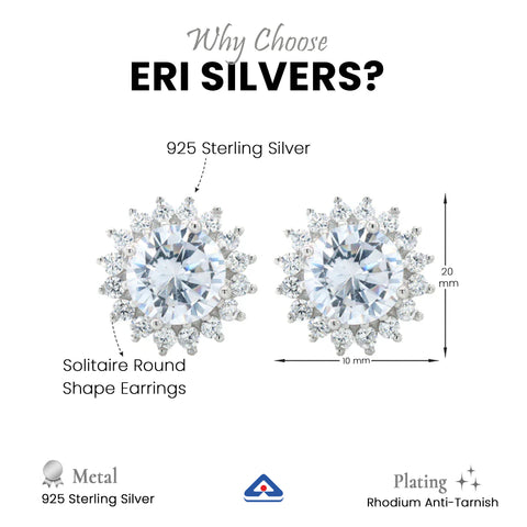 Silver Solitaire Round Shape Earrings