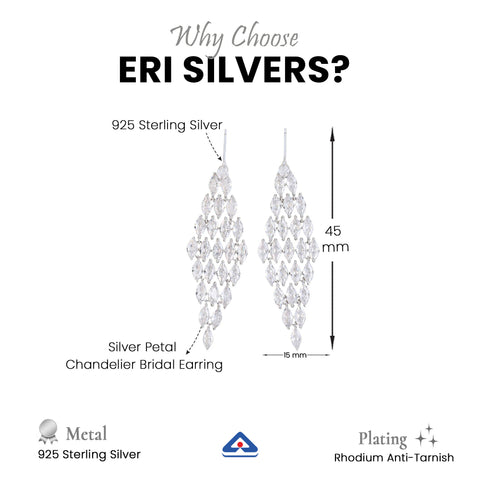 Silver Petal Chandelier Bridal Earring