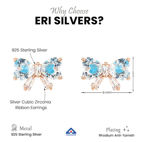 Sterling Silver Cubic Zirconia Ribbon Earrings