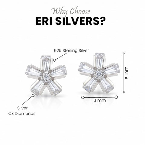 925 Sterling Silver Flower Stud Earrings for Women