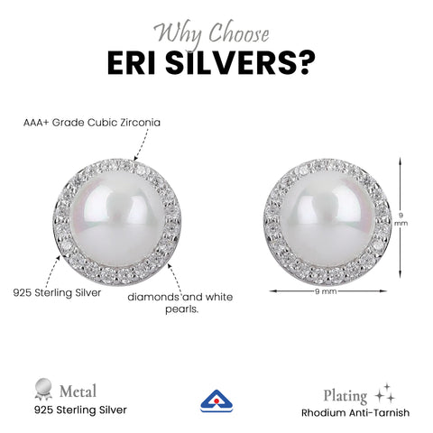 Silver And White Pearl Earring
