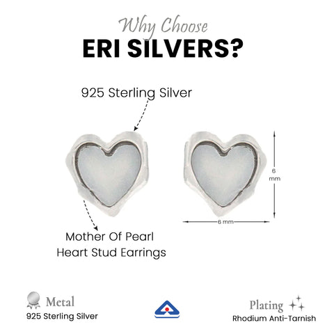 White Mother Of Pearl Heart Stud Earrings