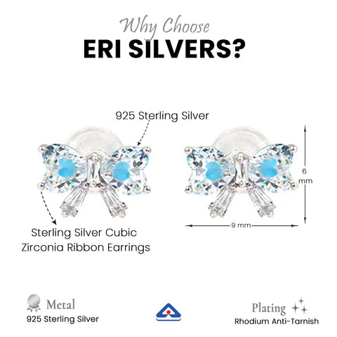 Sterling Silver Cubic Zirconia Ribbon Earrings