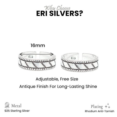 925 Sterling Silver  Toe Ring – Adjustable Oxidized Silver Jewelry