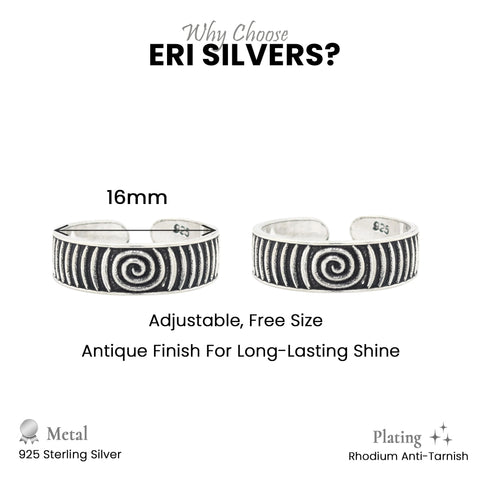 925 Sterling Silver Spiral Toe Rings for Women