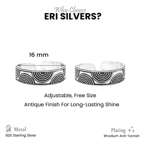 925 Sterling Silver Geometric Circle Toe Rings for Women