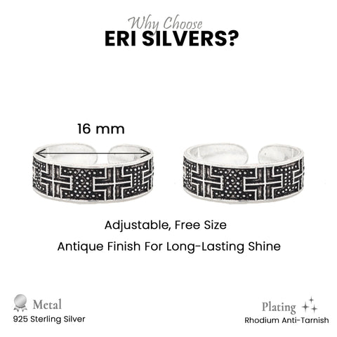 925 Sterling Silver Tribal Maze Toe Ring