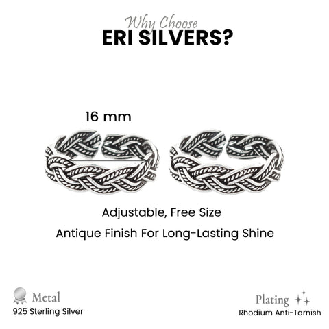 925 Sterling Silver Braided Pattern Toe Ring