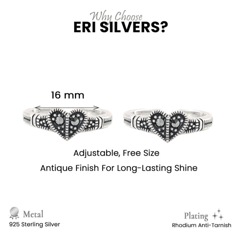 925 Sterling Silver  Heart Toe Ring For Women
