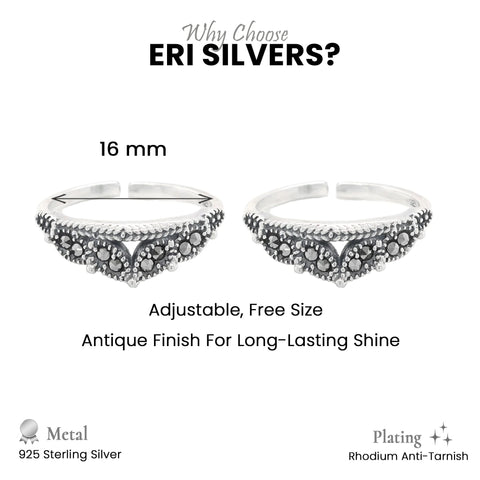 925 Sterling Silver Antique Leaf Toe Ring