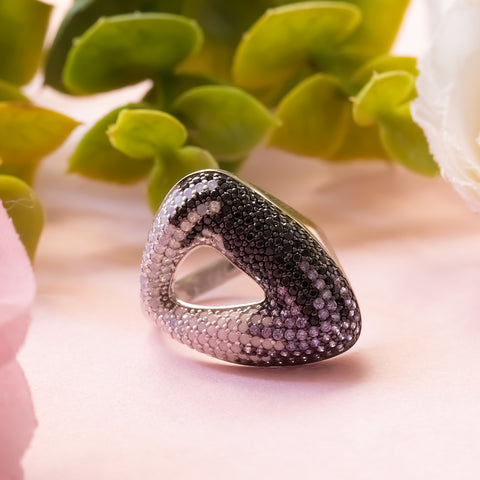 Silver Tringle Shape Multi Color s Ring