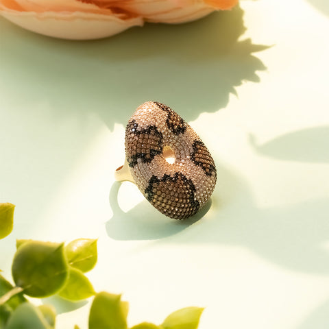 Rose gold leopard mark diamond ring