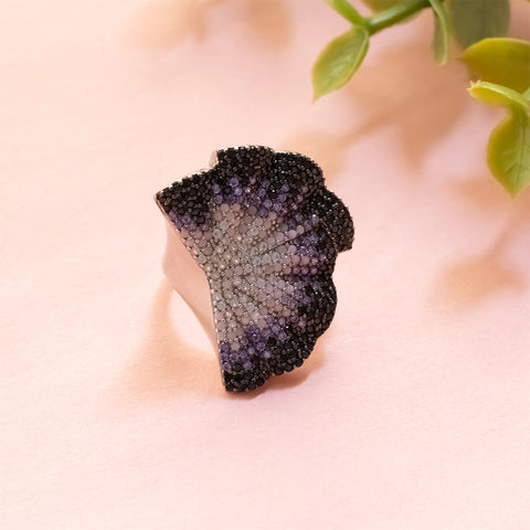 Silver Shell Shape Multi Color  Cocktail Ring