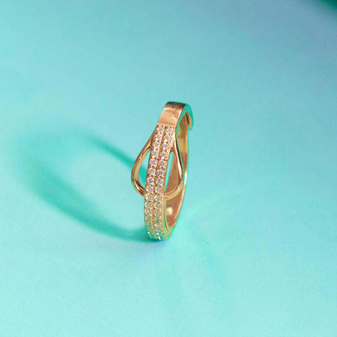 Double row band rose gold adjustable ring