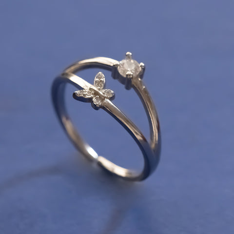 925 Silver butterfly diamond ring