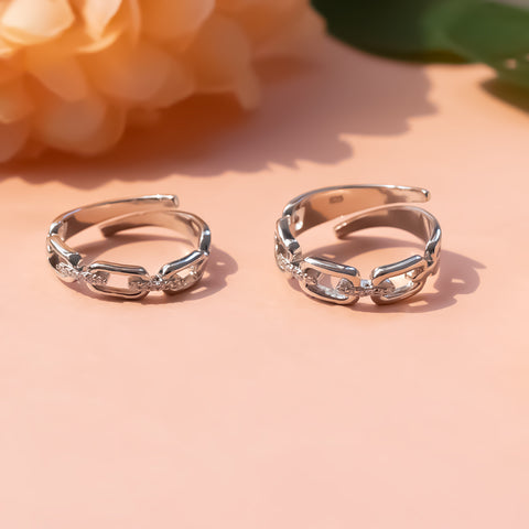 Sterling silver diamond link ring