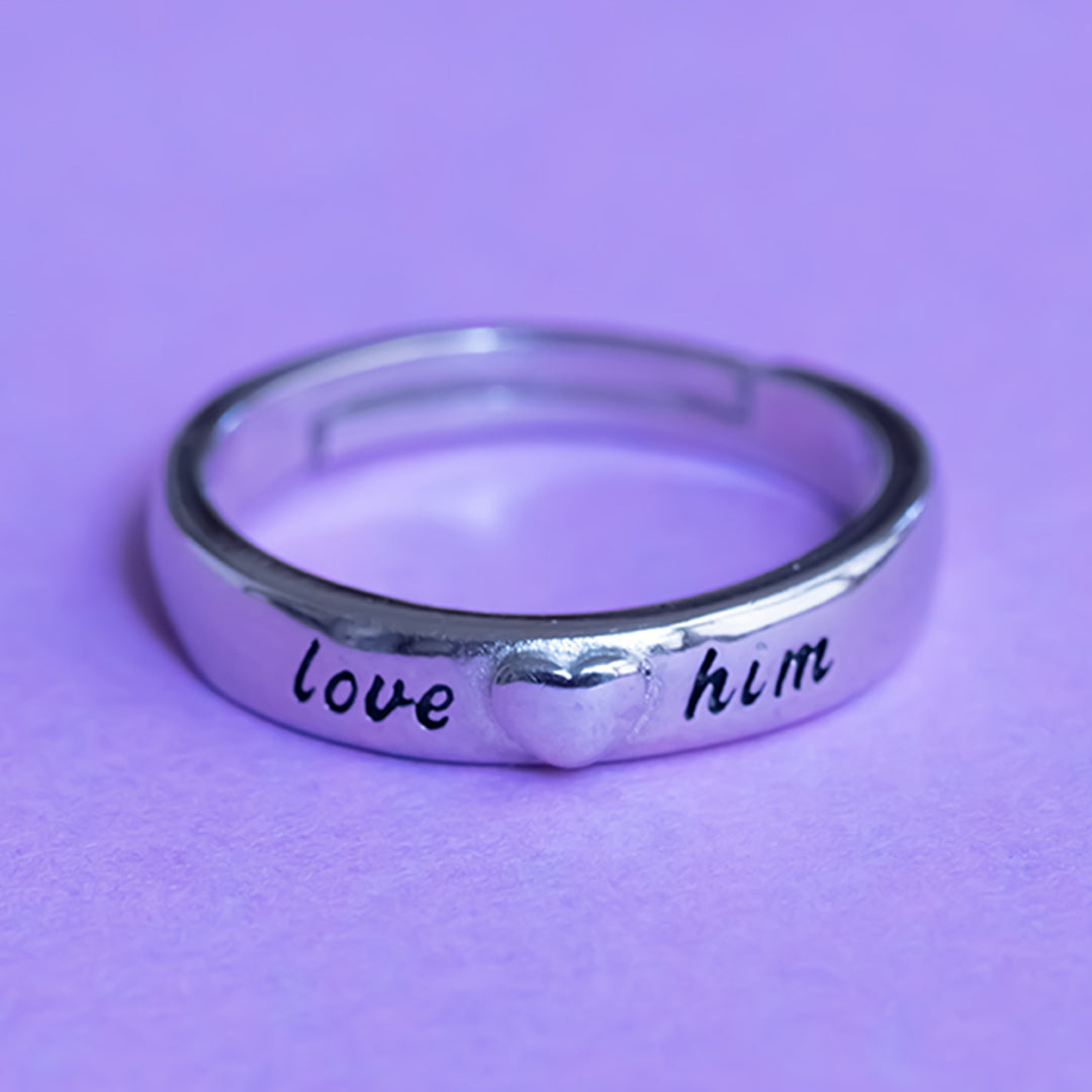 Silver love him ring