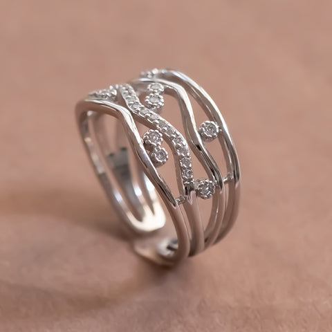 Silver designer cocktail ring