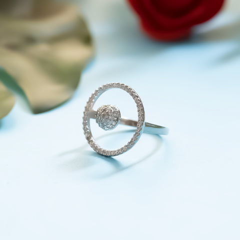 Silver circle diamond ring