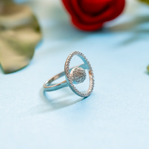 Silver Circle Diamond Ring