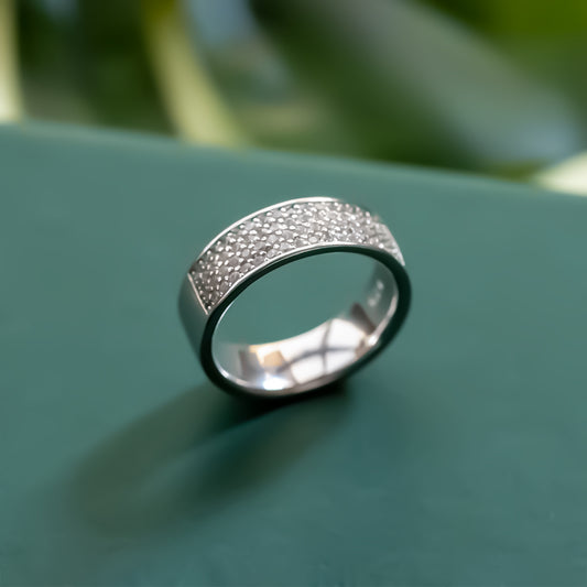Silver Round Shape Diamond Band Ring
