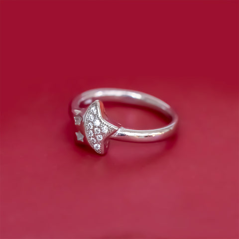 Silver Solitaire Star Ring